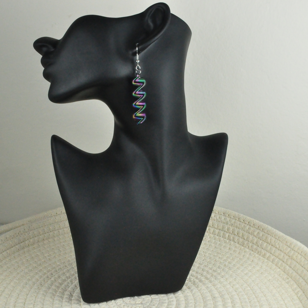 Blue and Purple Geometric Drop Earrings